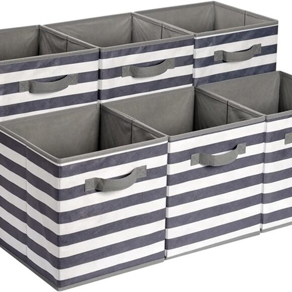NEW Pack of 6 Fabric Storage Cube Organizer with Handles, 10.5 x 10.5 x 11 Inch, - Picture 1 of 8